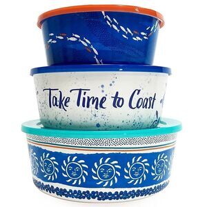 NWT in Box 6 Pc 3 Stacking Food Big Container Melamine Set Celebrate Together